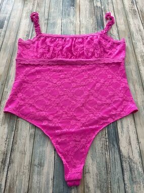 Bodysuit Women’s  XXL (2XL) Sexy Lined Lace Sleeveless Thong Tank Top NEW NWOT